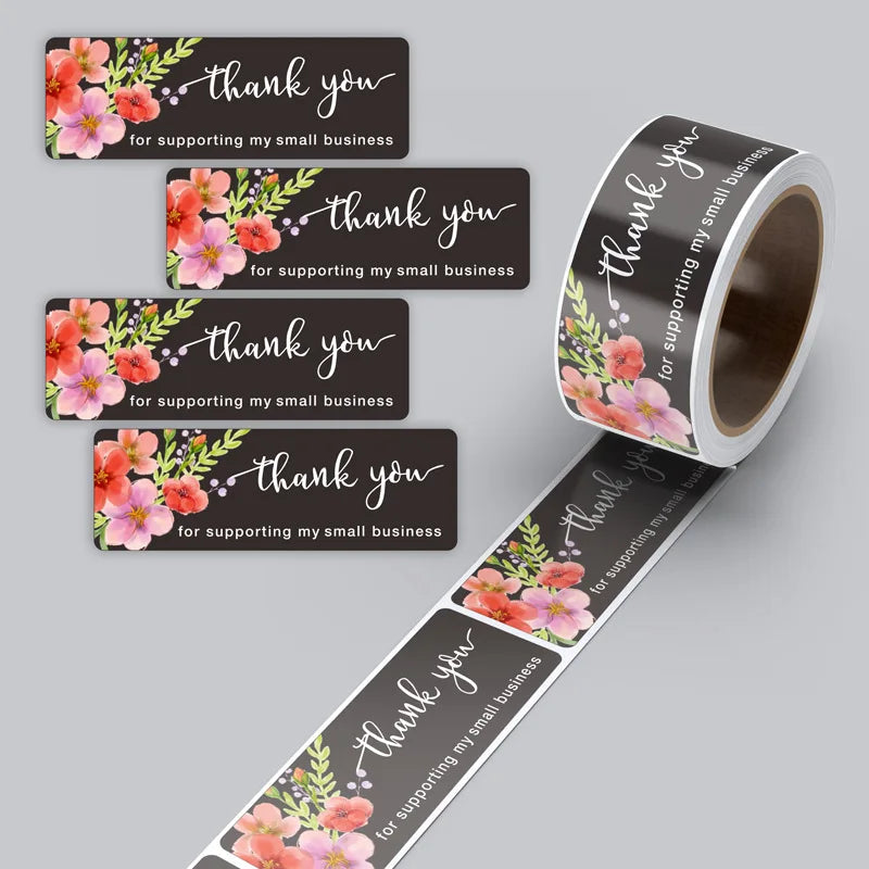 120pcs/Roll Rectangular Thank You Stickers Gift Sealing Stickers