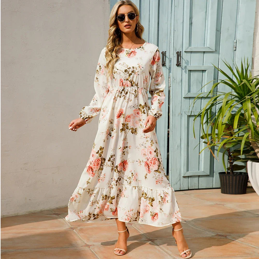 Maxi Bohemian Full Sleeve High Waist Chiffon Long Dress