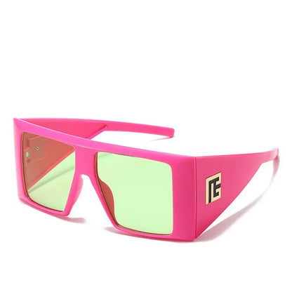 Unique Shield Shaped Square Oversized Sunglasses