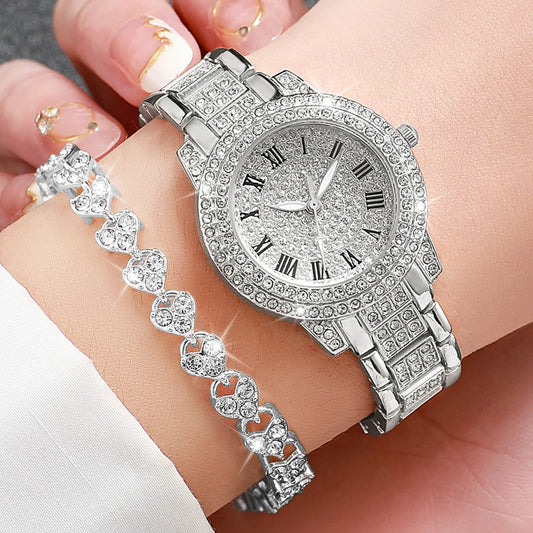 DANA Stainless Steel Band Diamond Quartz Watch