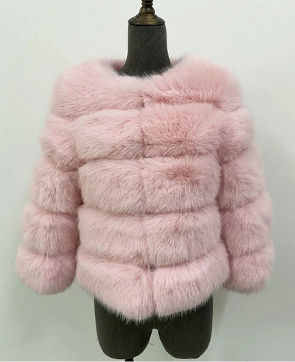 Chaqueta de piel sintética esponjosa de visón