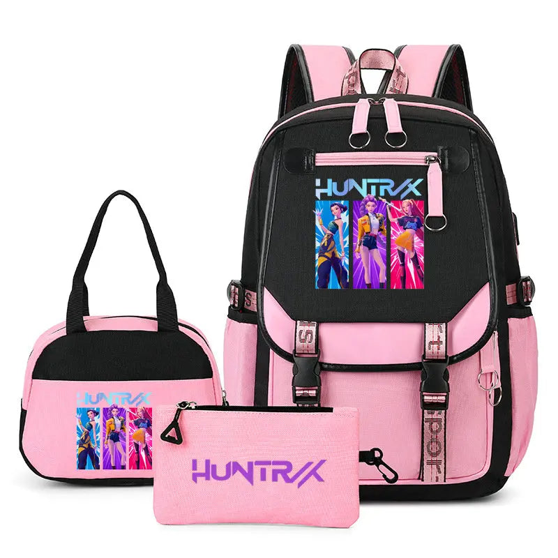 Mochilas Set KPop Demon Hunters Capacity Student School Bag