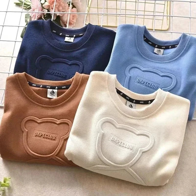 Steel Print Bear Teenagers Long Sleeve Cotton Anime Hoodie Pullovers