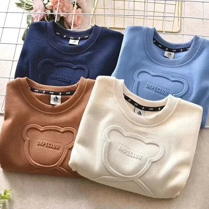 Steel Print Bear Teenagers Long Sleeve Cotton Anime Hoodie Pullovers