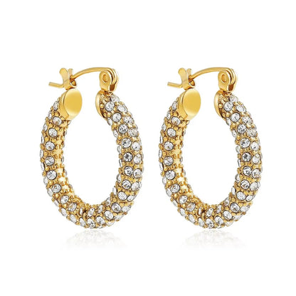 Zircon Circle Geometric U Shape Hoops Earring