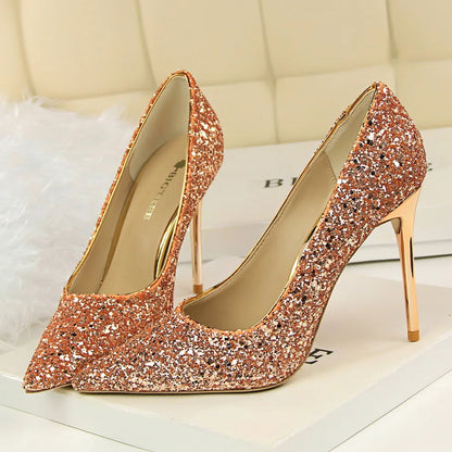 High Heels Pumps Glitter Gold Silver Shoes