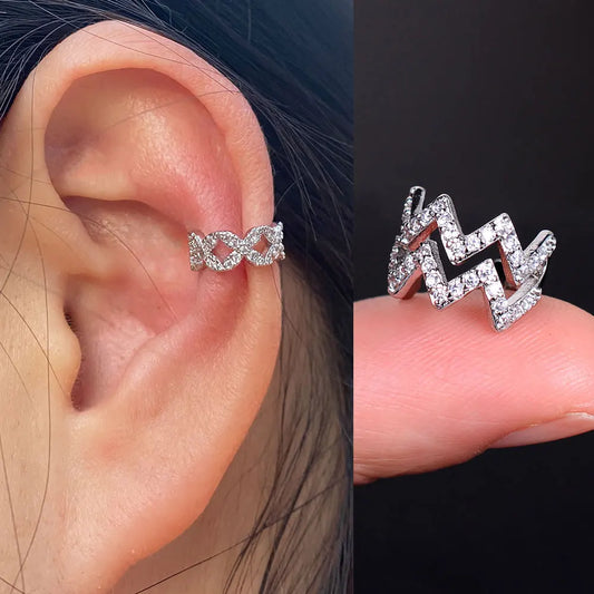 Geometry Crystal CZ  Leaf Clip Earring