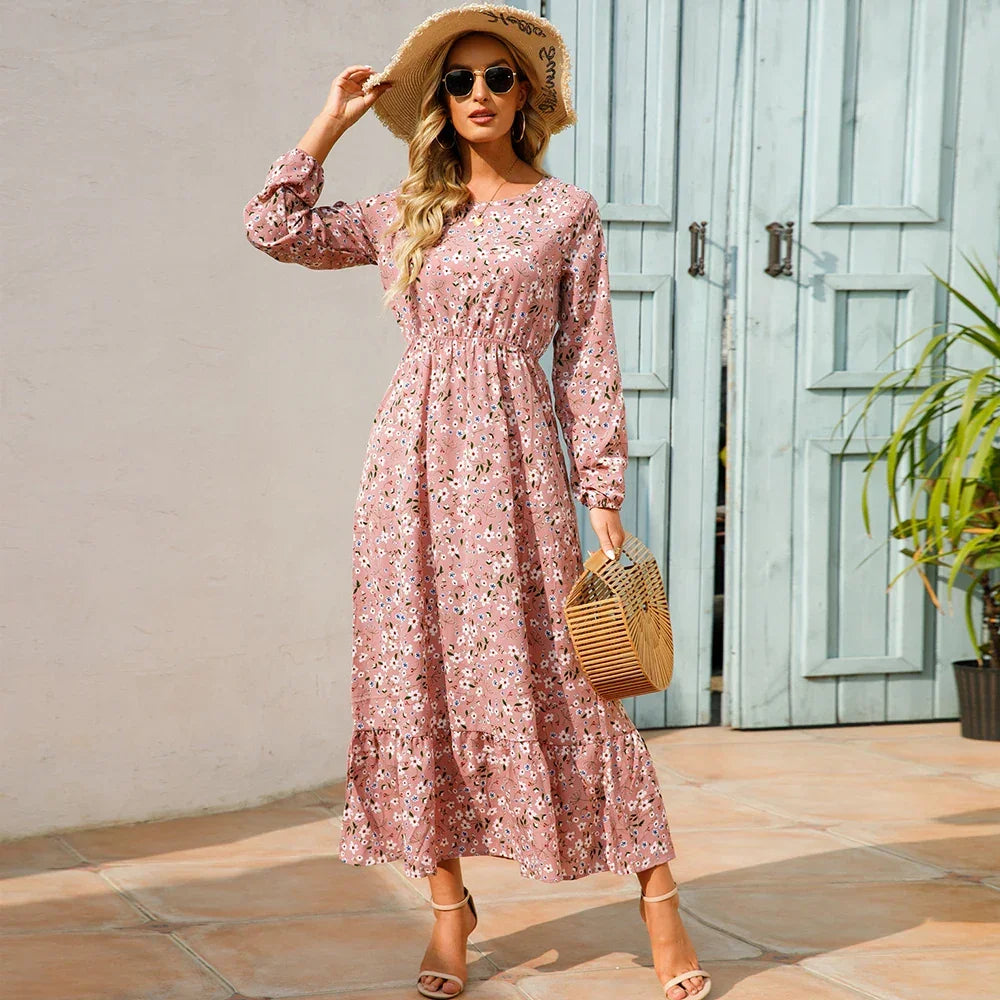 Maxi Bohemian Full Sleeve High Waist Chiffon Long Dress