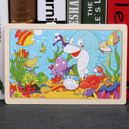 24 Pieces Puzzles Cartoon Animal Wood Jigsaw Learning Toys