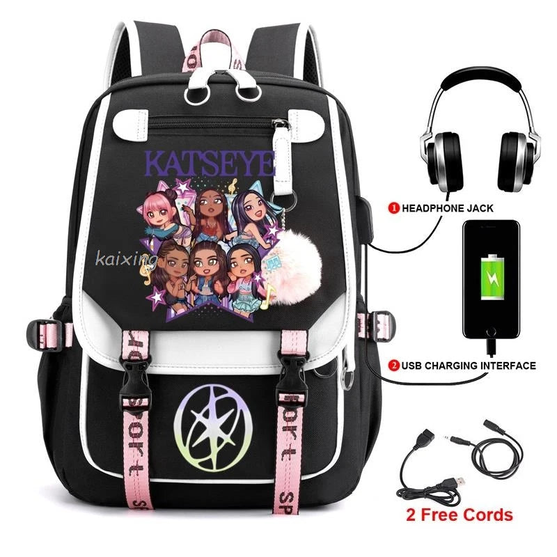 Katseye Funny Print Backpacks Sweet Soft Capacity Student Schoolbag