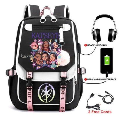 Katseye Funny Print Backpacks Sweet Soft Capacity Student Schoolbag