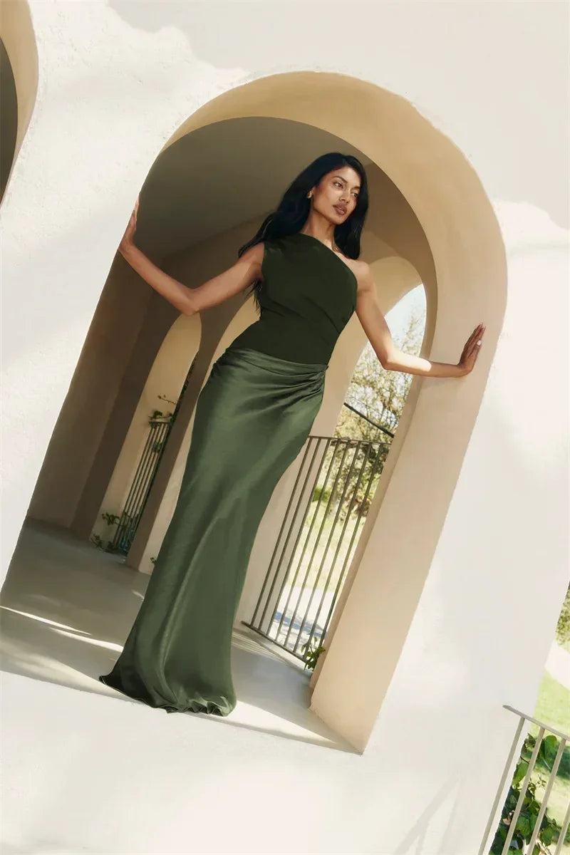 Mozision Satin Sleeveless Backless Sexy Maxi Dress