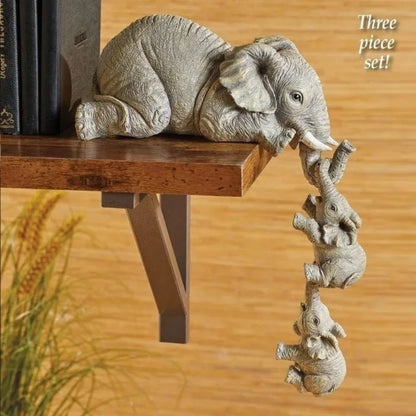 3 Pcs/set Cute Elephant Hug Baby Doll Resin Handicraft
