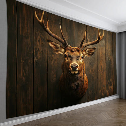 Classic Deer Head Tapestry Elegant Polyester Wall Art