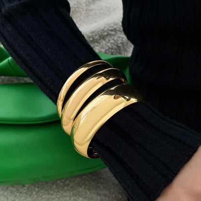 4Pcs Set Simple Punk Metal Round Bangles Set