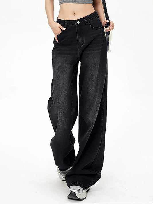 High Waist Straight Leg Loose Fit Thin Jeans  Pants