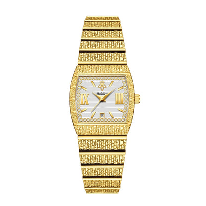 Luxury Small Gold with Diamond-Set Dial Water-Resistant Quartz Timepiece Watch