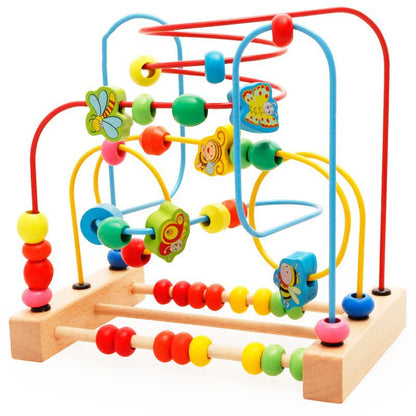 Montessori Wooden Roller Coaster Bead Maze Abacus Math Toys