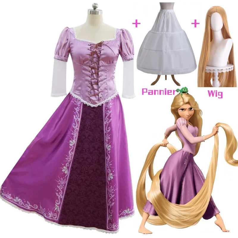 Tangled Rapunzel Long Hair Princess Cosplay Costume