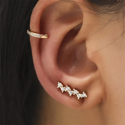 Bohemian Piercing Crystal Rhinestone Ear Cuff Wrap Earrings
