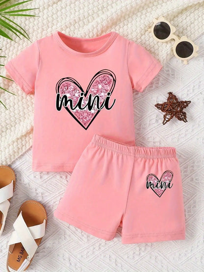 Love Letter Printed Two Piece Short sleeved T-shirt  Set