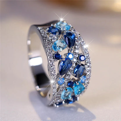 Luxury Blue Zircon Stone Ring