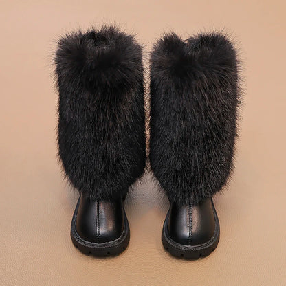 High Warm Princess Leather Soft Soled Anti-Slippery Boots