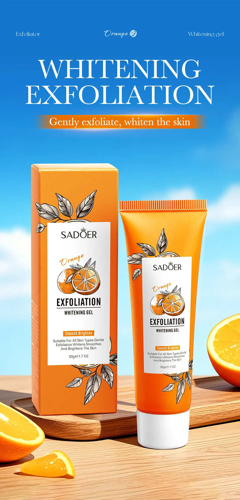 Gel exfoliante facial de naranja