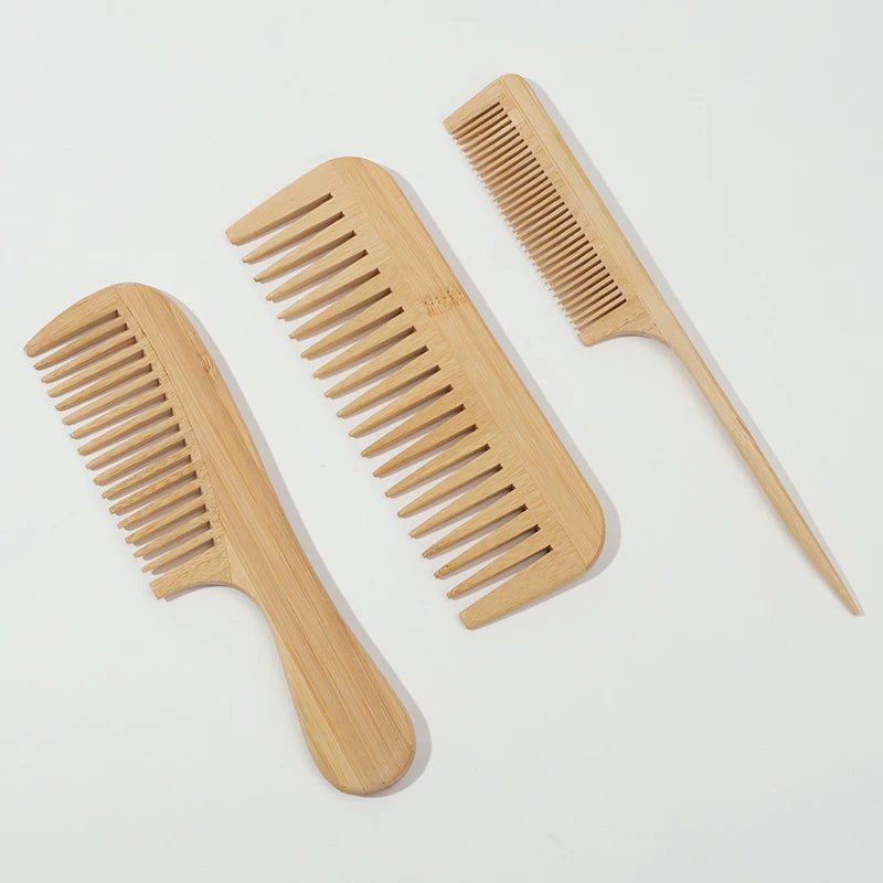 Natural Handmade Bamboo Hair Brush Set
