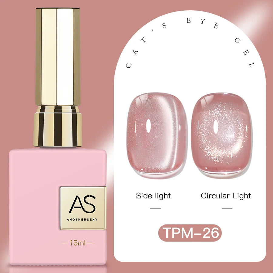 15ml Peachy Whimsy Pink Cat Eye Gel Nail Polish Glitter