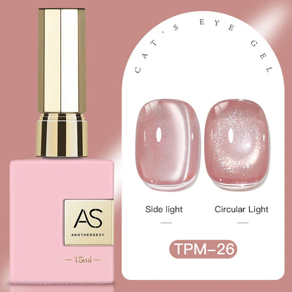 15ml Peachy Whimsy Pink Cat Eye Gel Nail Polish Glitter