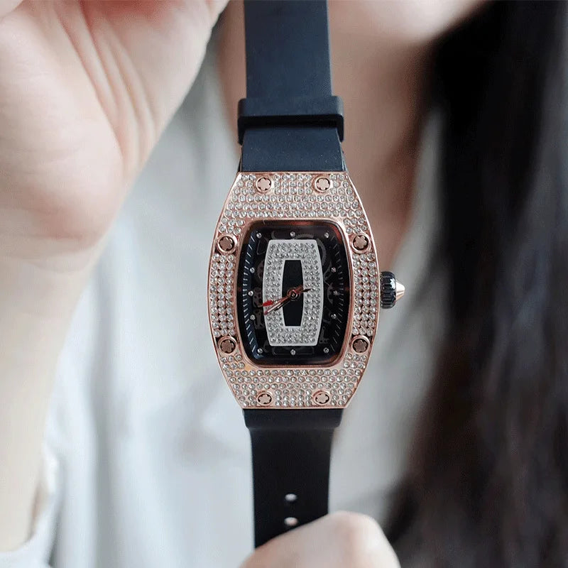 Luxury Silicone Sports Quartz Diamond Wristwatch
