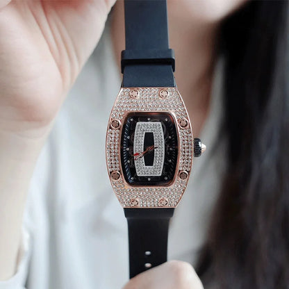 Luxury Silicone Sports Quartz Diamond Wristwatch