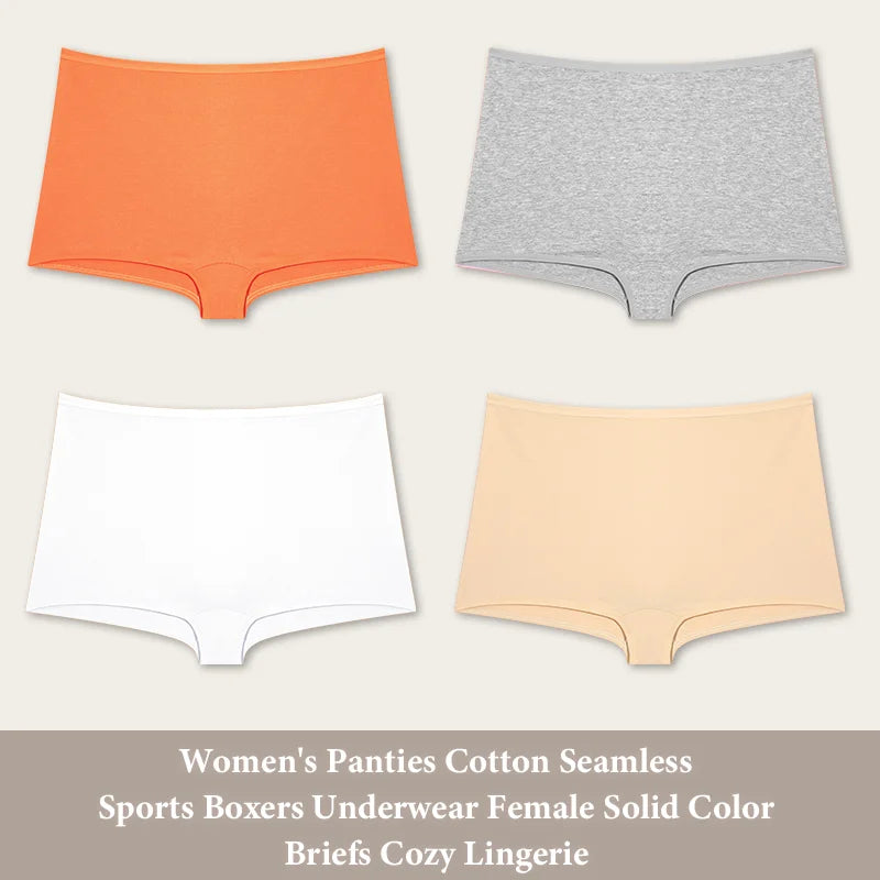 4PCS Cotton Seamless Sports Boxers Underwear  Briefs Cozy Lingerie XS-XL