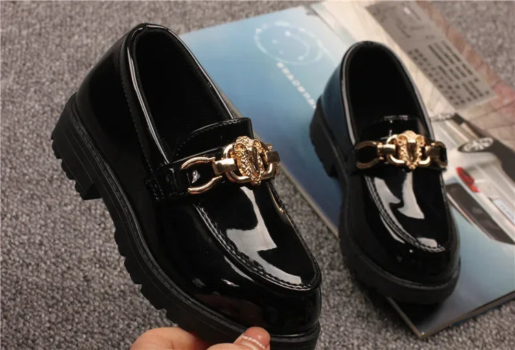 Leather Chain Flat Elegant Shoes