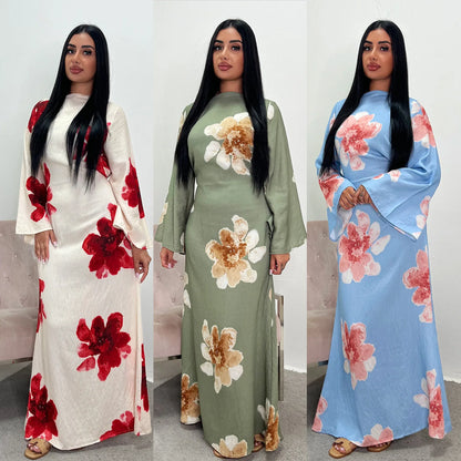 Arabesque Bell Sleeve Flowy Maxi Abaya Dress