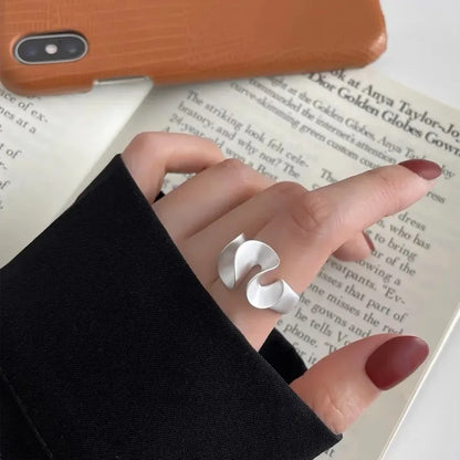 925 Sterling Silver Vintage Matte Frosted Lace Irregular Finger Rings
