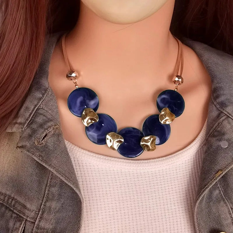 Bohemian Statement Acrylic Circular Pendants Necklace