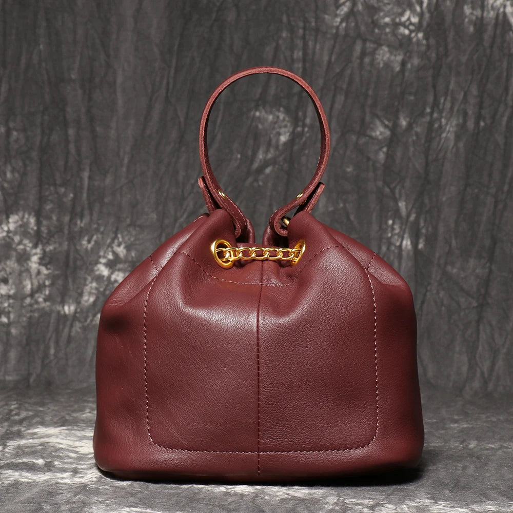 Genuine Leather Chain Crossbody Bag