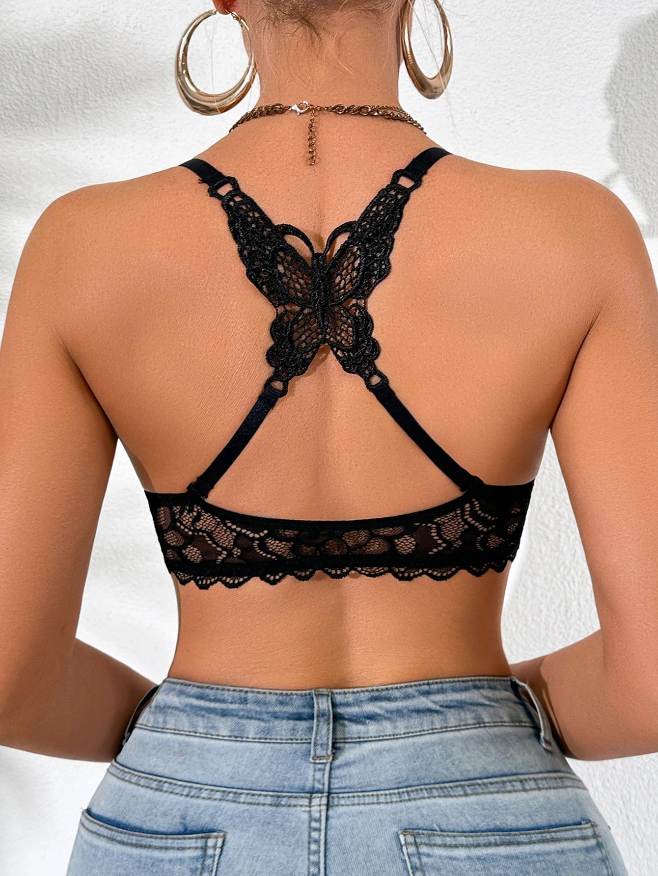 Back Bra Front Closure Push Up Mesh Back Wing Bra