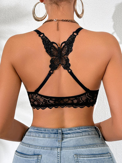 Back Bra Front Closure Push Up Mesh Back Wing Bra