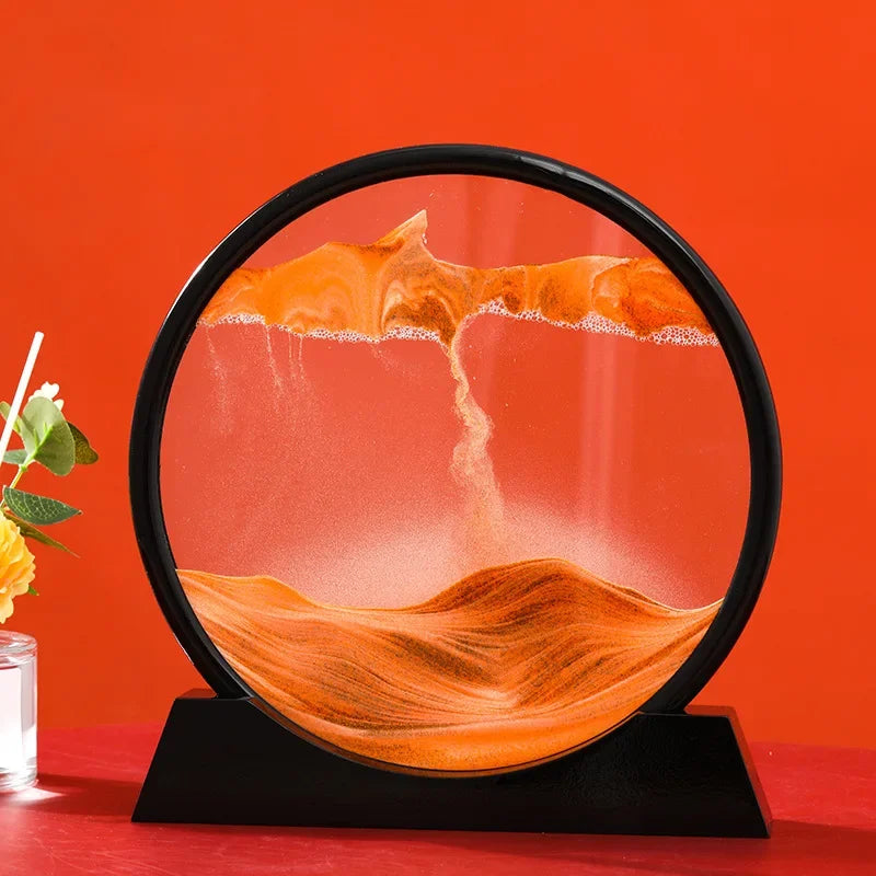 3D Moving Sand Round Glass Deep Sea Home Decoration