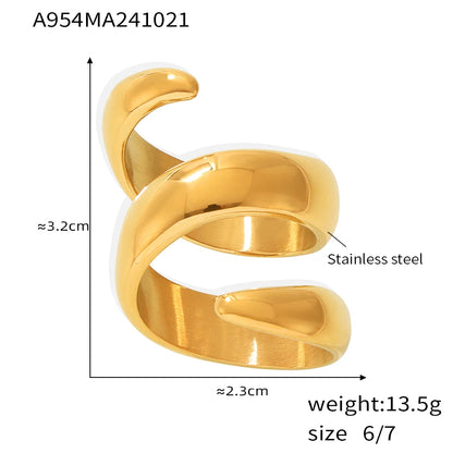 خواتم دائرية لامعة من الفولاذ المقاوم للصدأ من الذهب عيار 18 قيراطًا
