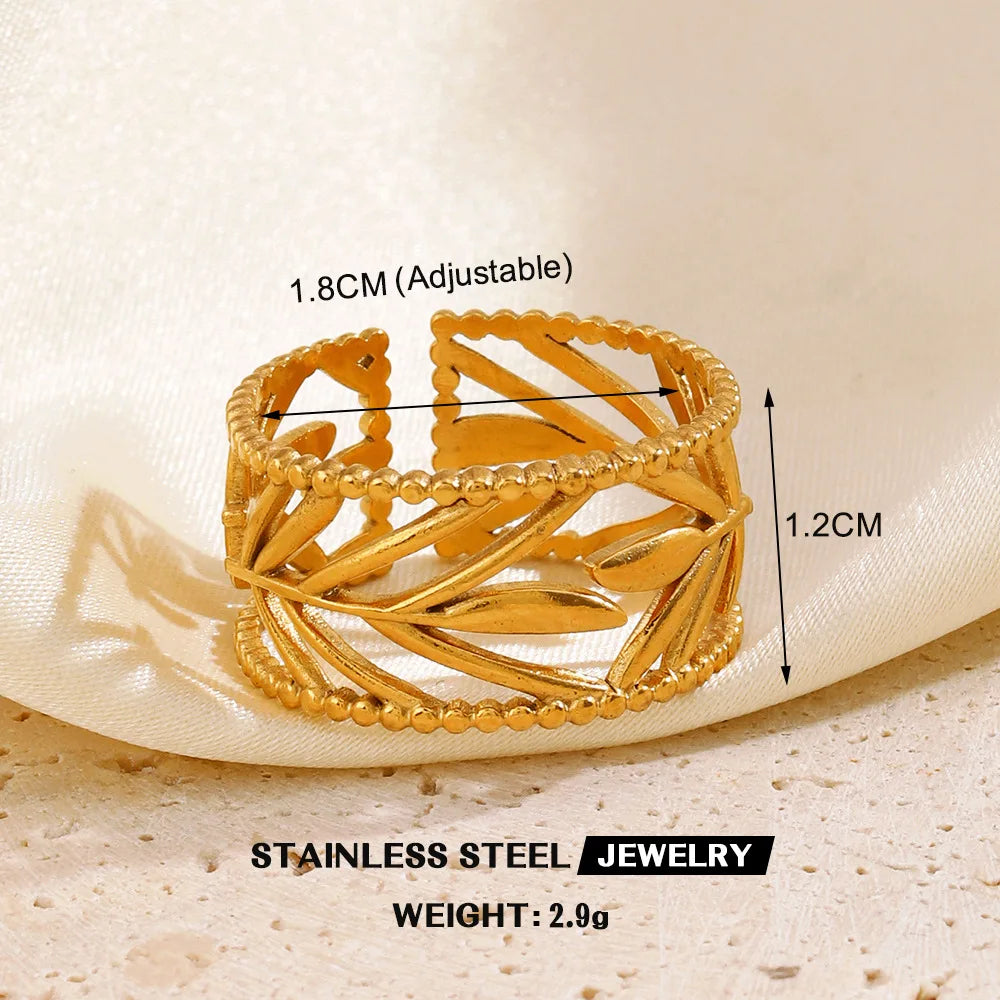 Gold Stainless Steel Heart Metal Hollow Waterproof Rings