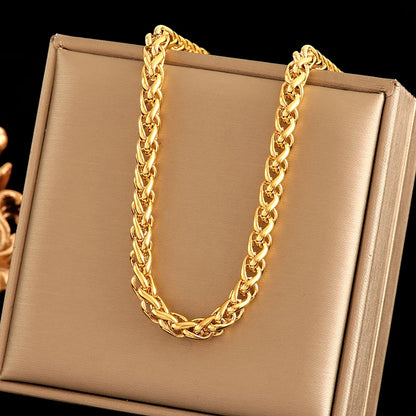 316L Stainless Steel Metal Chain 18K Gold Plated Neck Chain Waterproof Necklace
