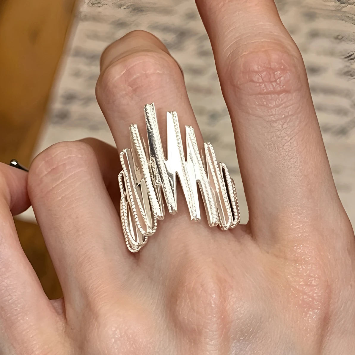 925 Sterling Silver Sparckling Moonstone Minimalist Handmade Ring