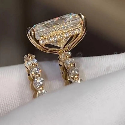 Luxury White Zircon Big Stone Rectangle Ring Set