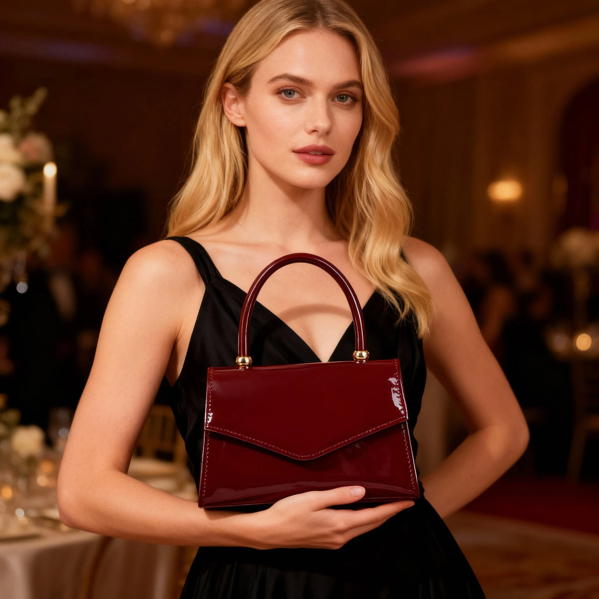 Vintage high-end glossy texture versatile handbag Dress