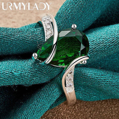 925 Sterling Silver Water Drop Turquoise Ring