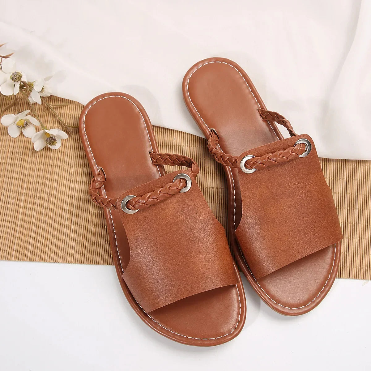 Square Head Cross Flat Flip-flops Slippers